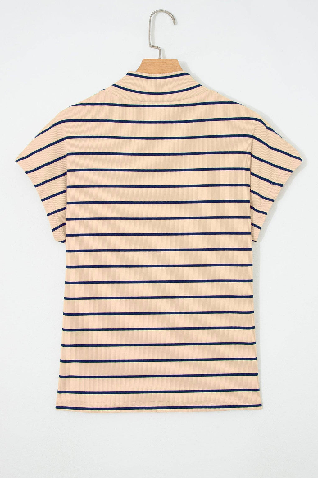 Stripe Mock Neck Short Sleeve Top