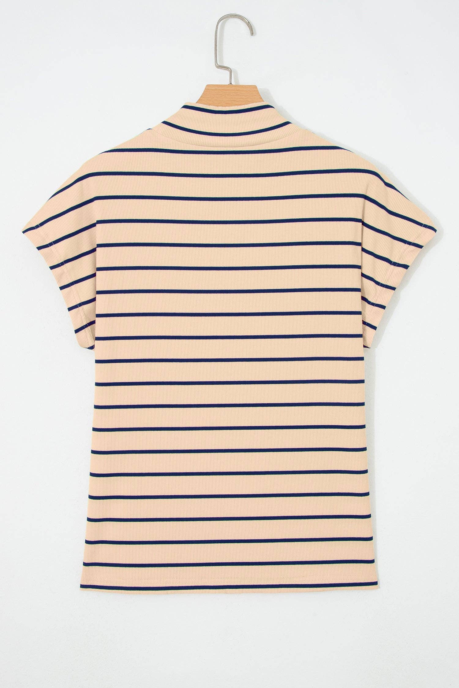 Stripe Mock Neck Short Sleeve Top