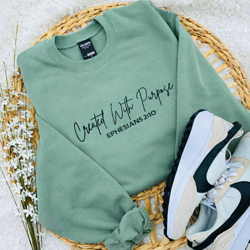 Embroidered Created with Purpose: Sage