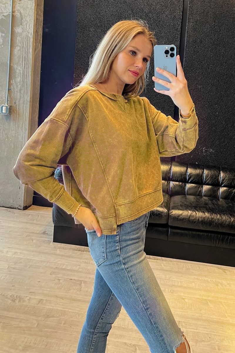 FRENCH TERRY ACID WASH  PULLOVER