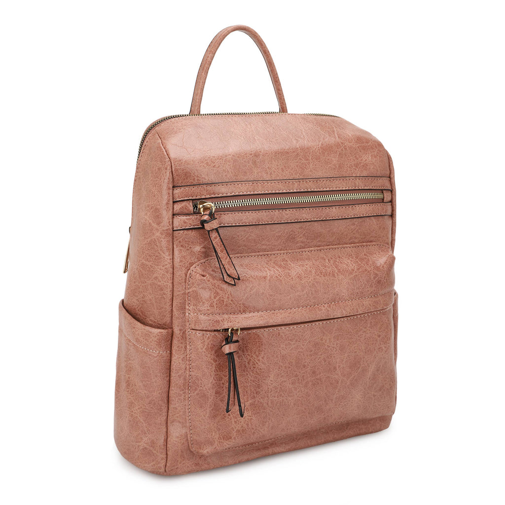 LILIANA DISTRESSED LEATHER BACKPACK: Dark Mauve