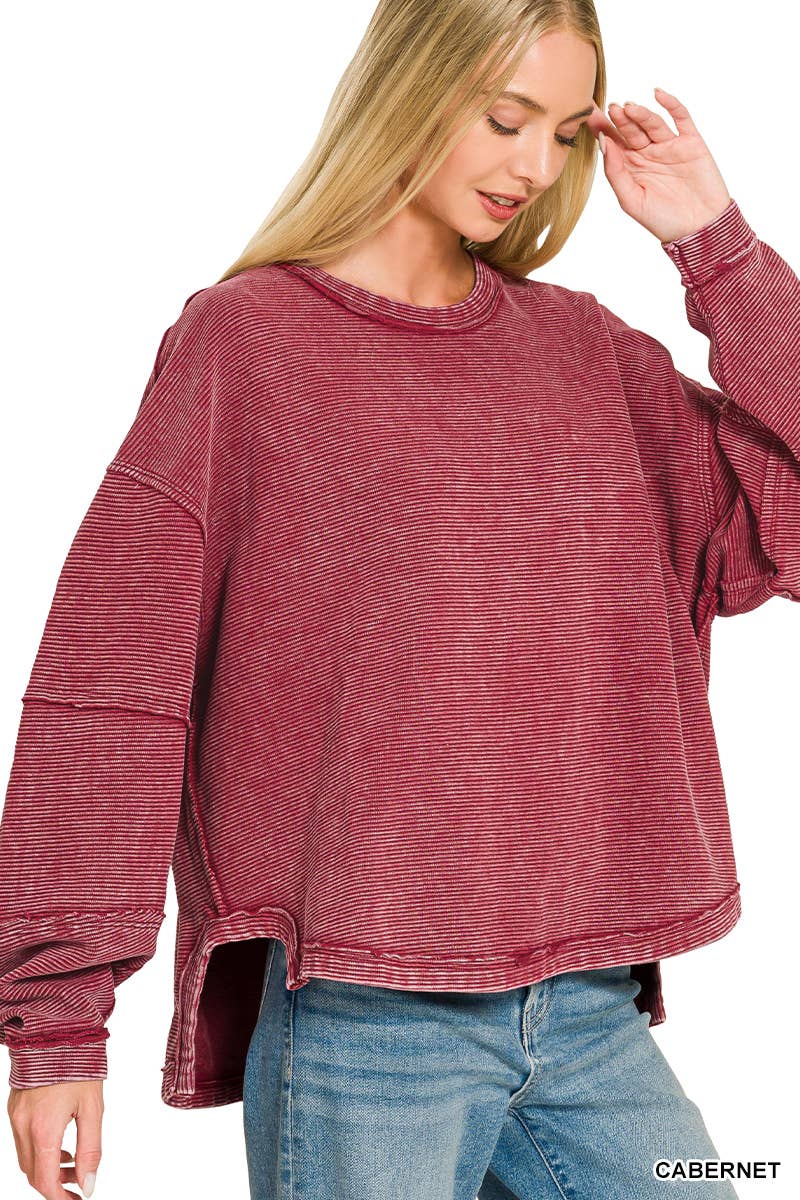 Acid Washed Pullover: CABERNET