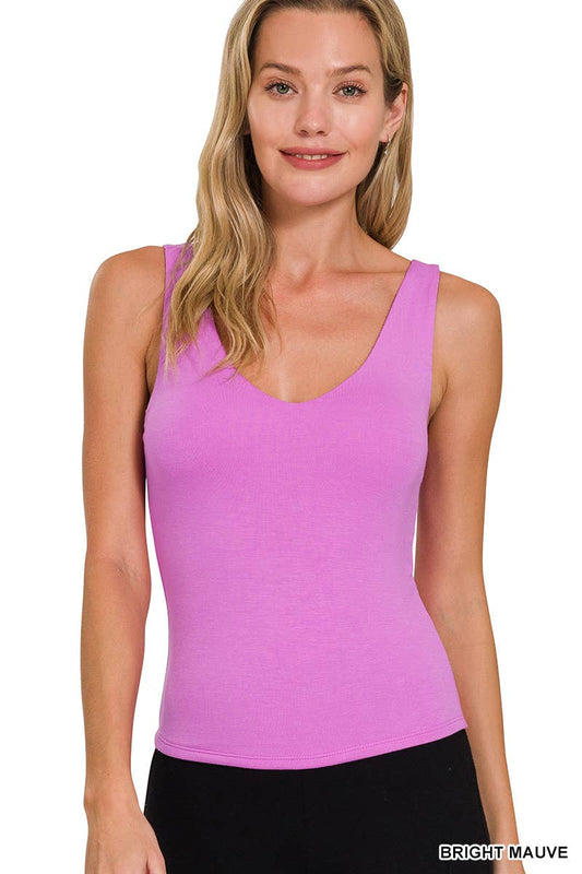 DOUBLE LAYERED TANK TOP: BRIGHT MAUVE