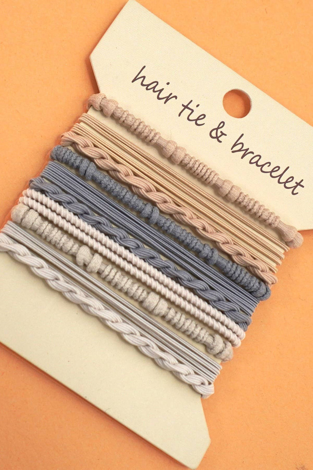 Boho Multi-Style Hair Tie Bracelet Set: Ivory