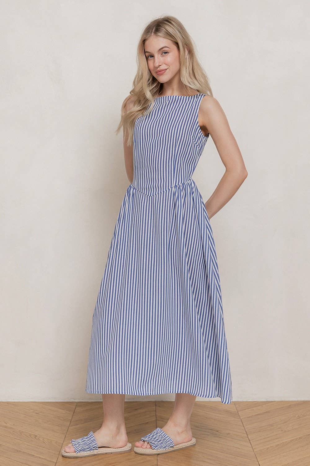Sleeveless Stripe Linen Dress
