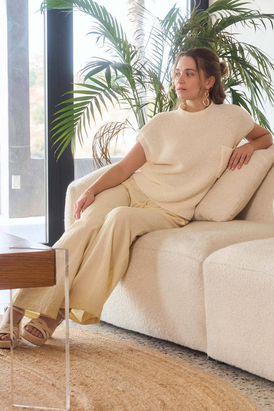 MOCK NECK SWEATER TOP: IVORY