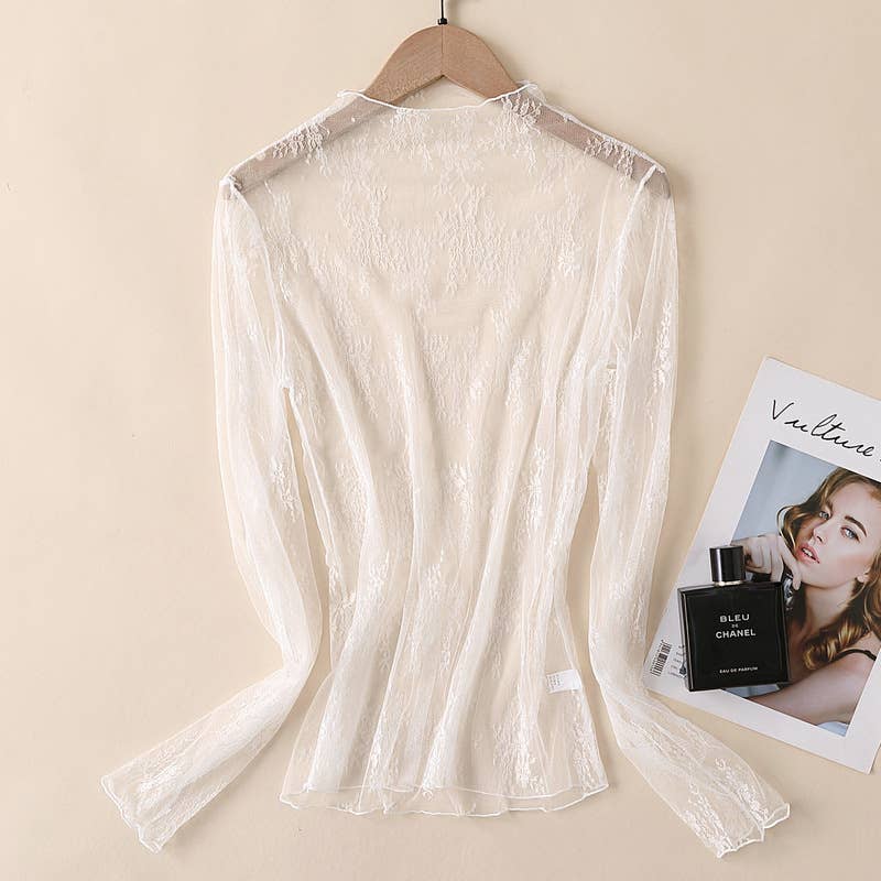 Lace Mesh Top: White
