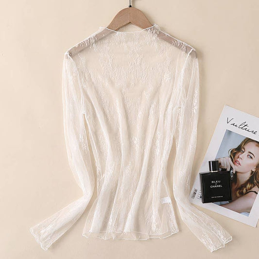 Lace Mesh Top: White