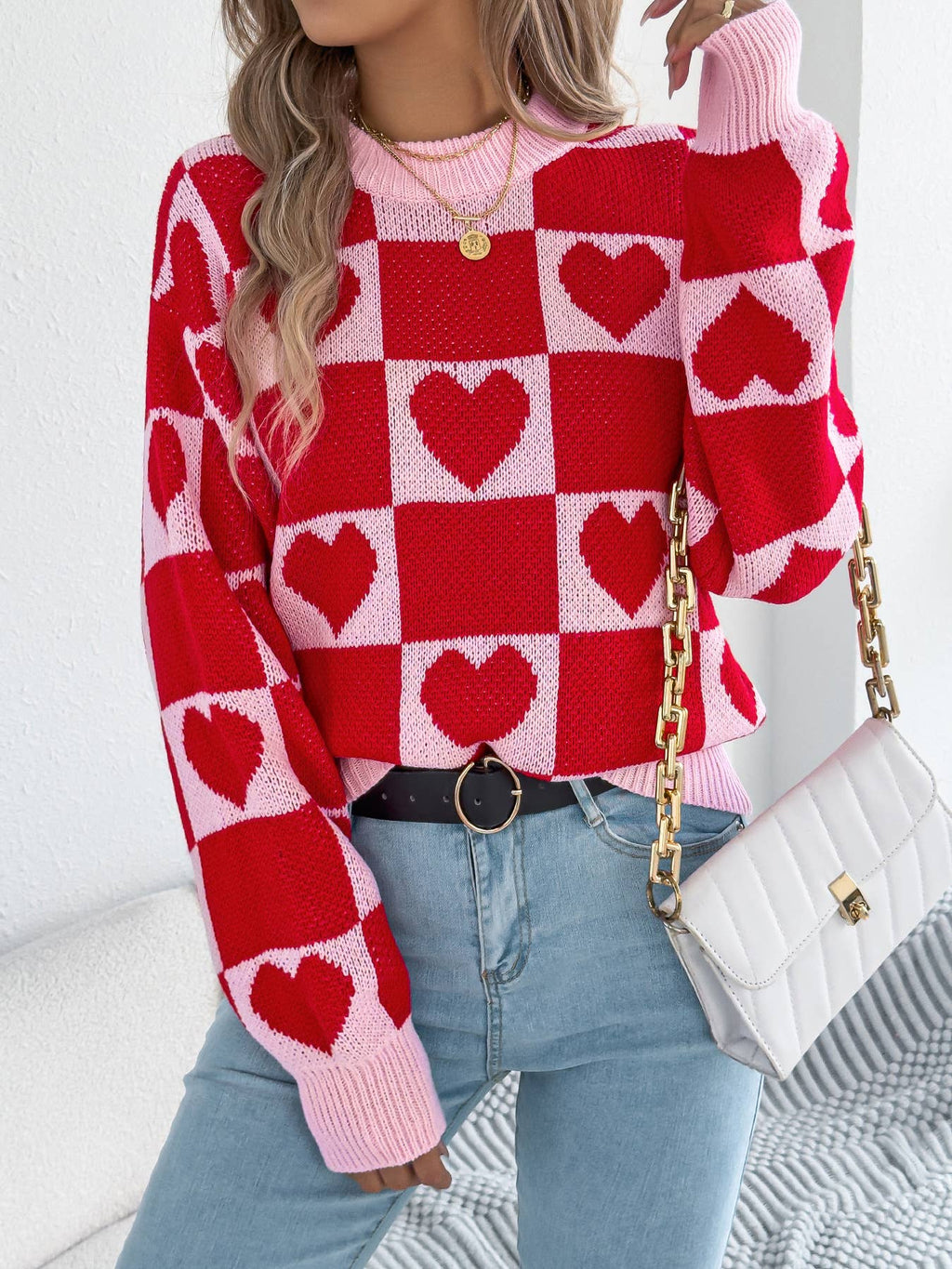 Valentine's Day Lantern Sleeve Sweater