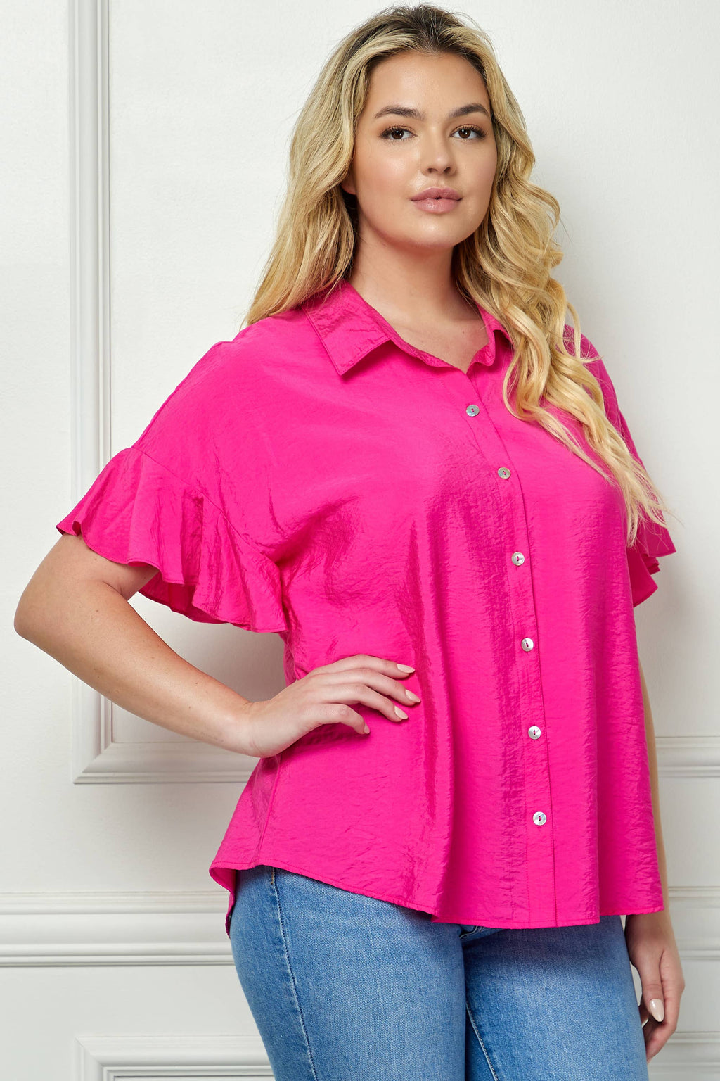 FEMININE RUFFLE SLEEVE BLOUSE