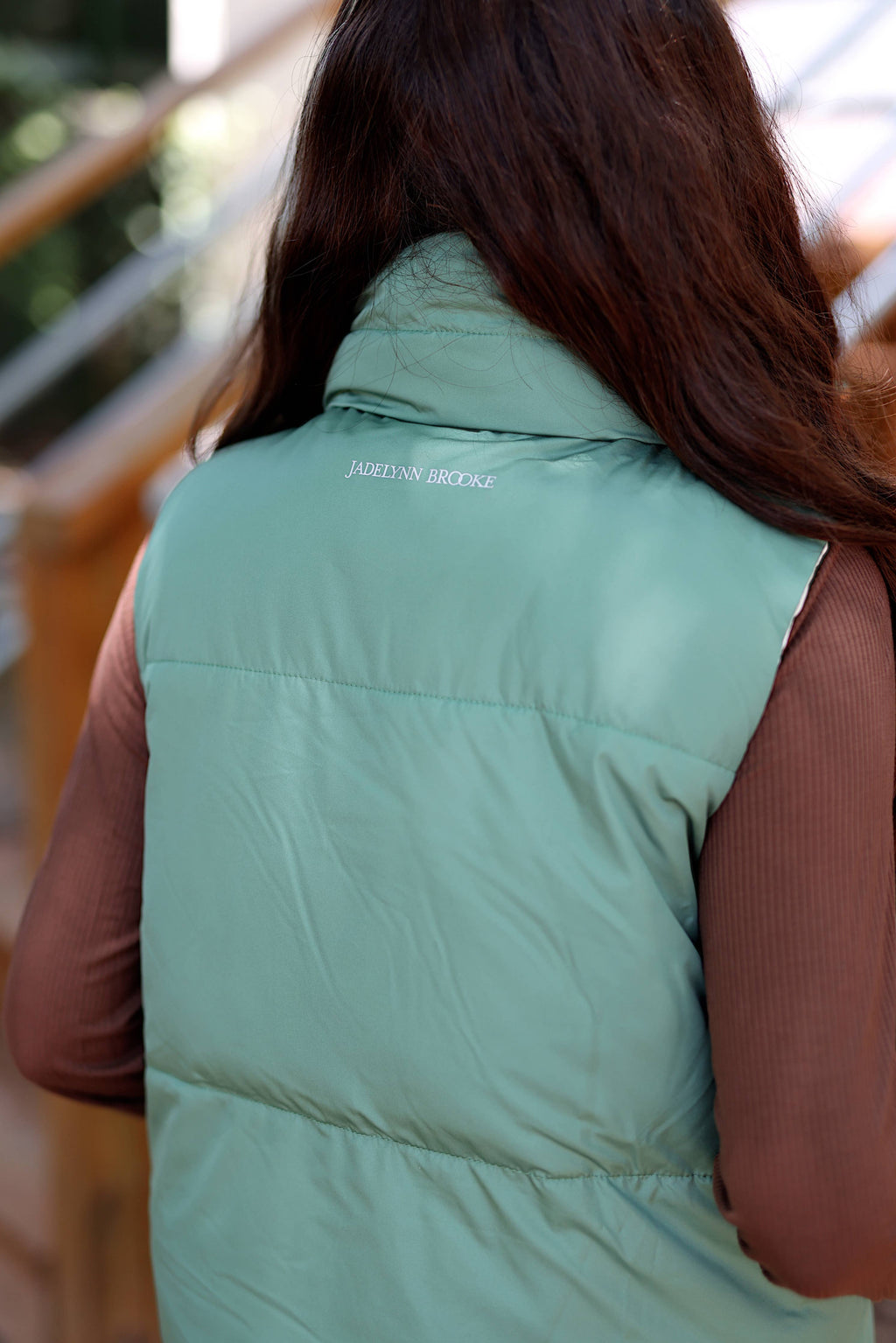 Reversible Quilted Vest- Olive/Cream