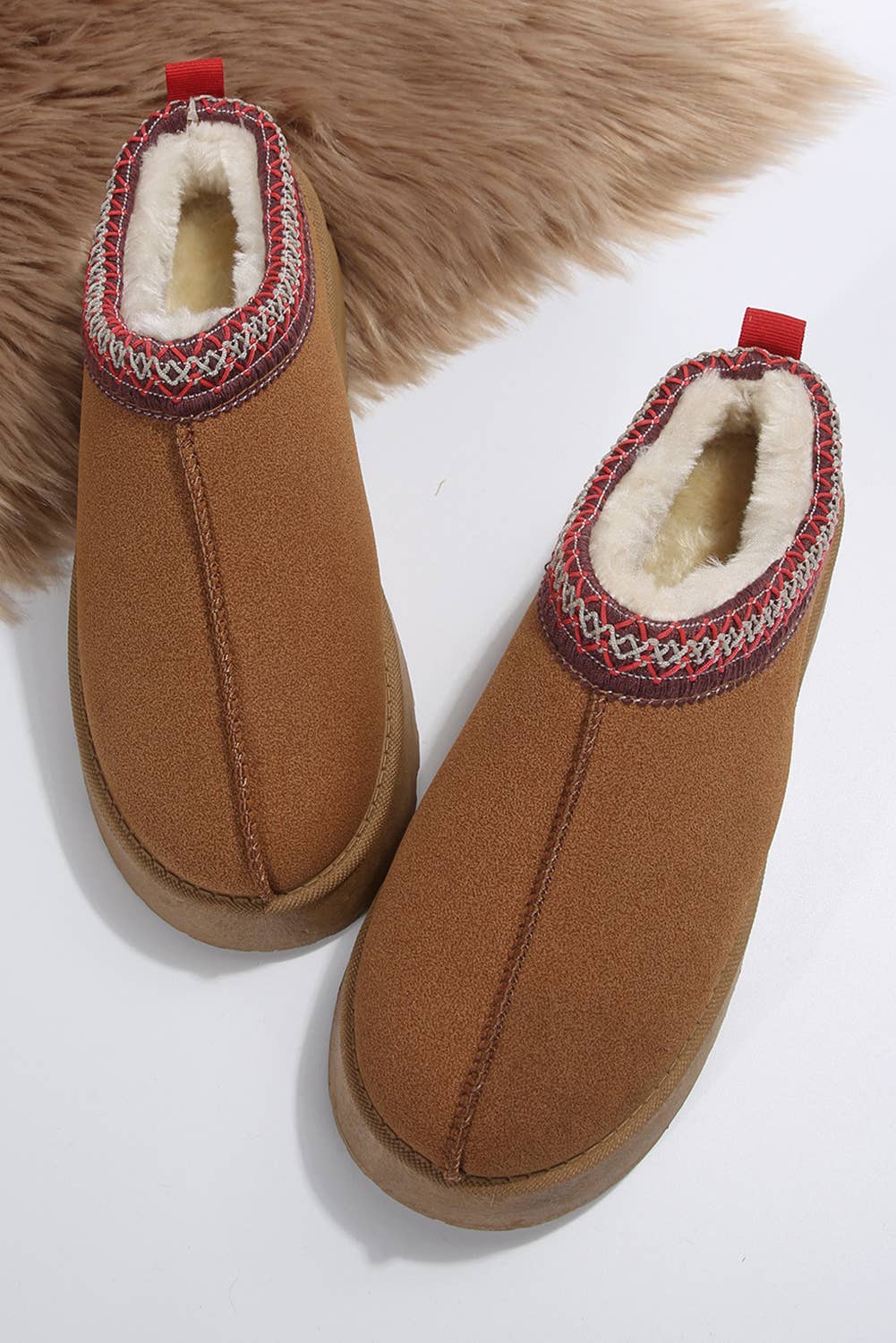 Contrast Print Suede Plush Lined Clog