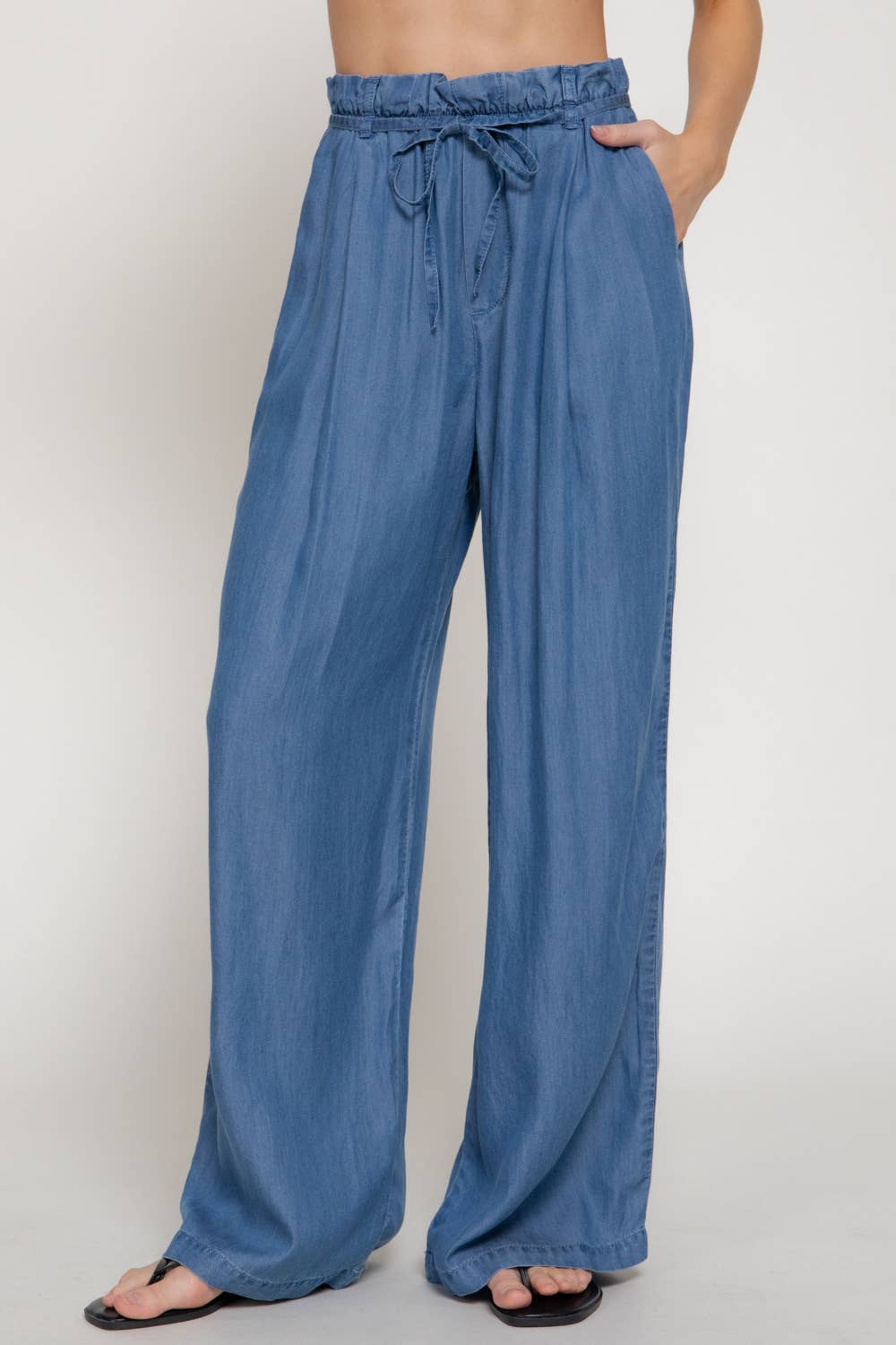Paperbag Belt-Tie Straight Leg Pants
