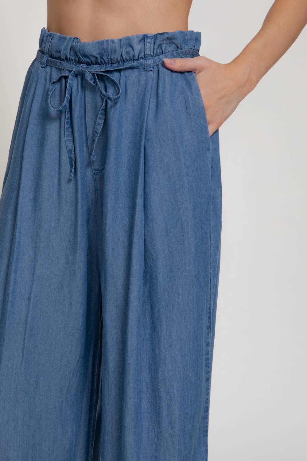 Paperbag Belt-Tie Straight Leg Pants
