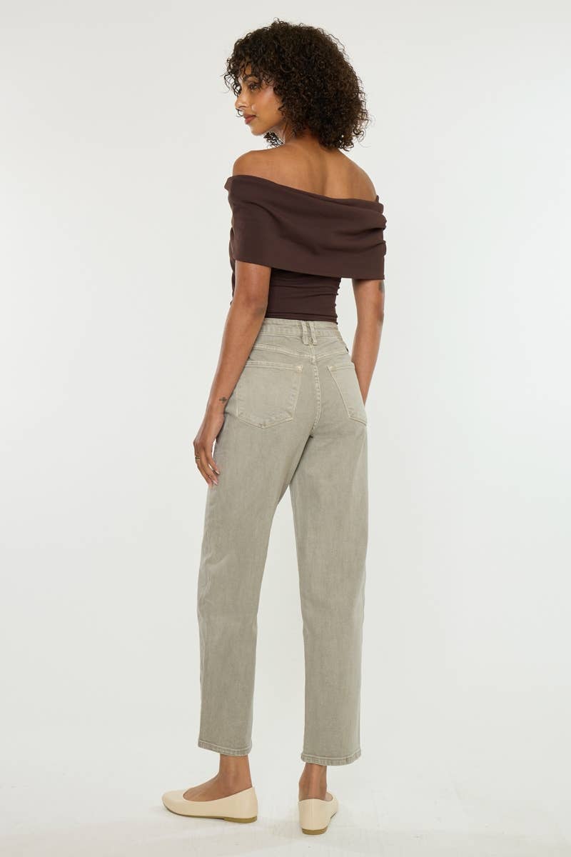 HIGH RISE GRAY SLIM BALLOON DENIM
