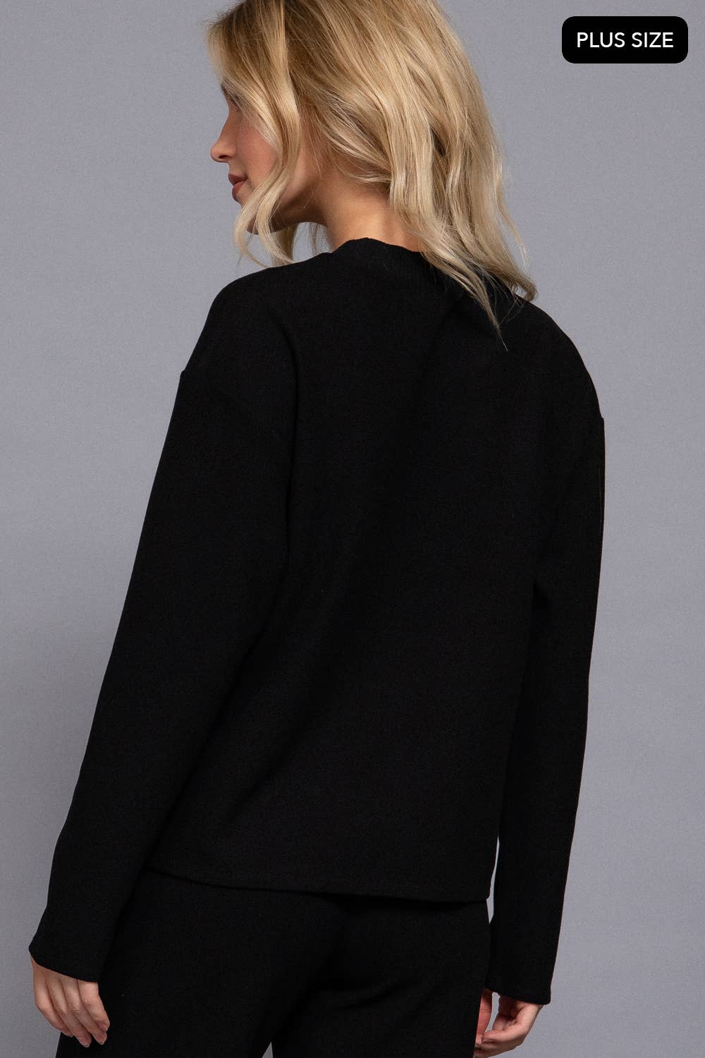 Long Sleeve Round Neck Soft Knit Top: Back