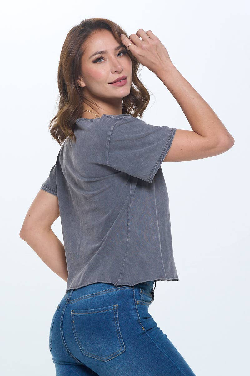 Blank Mineral Washed Tee Gray