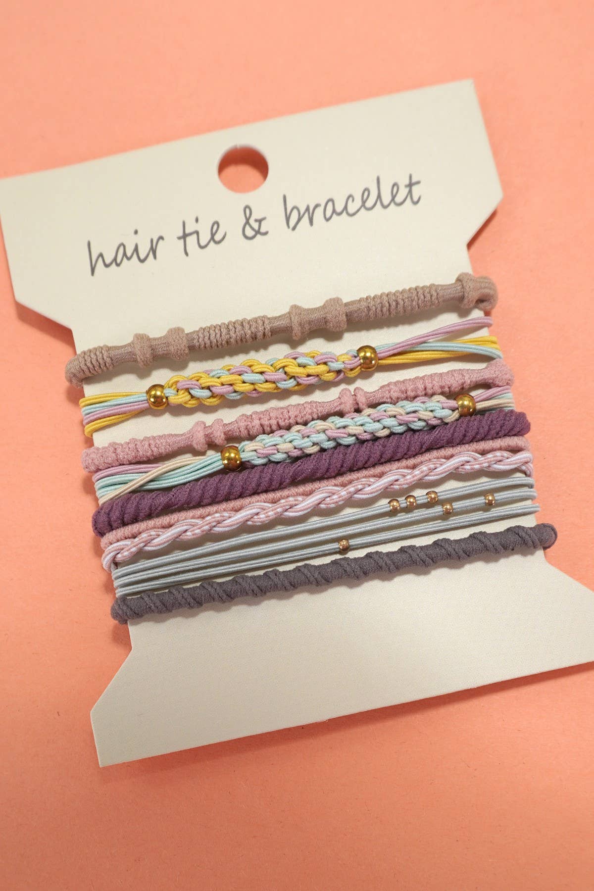 Boho Multi-Style Hair Tie Bracelet Set: Pastel