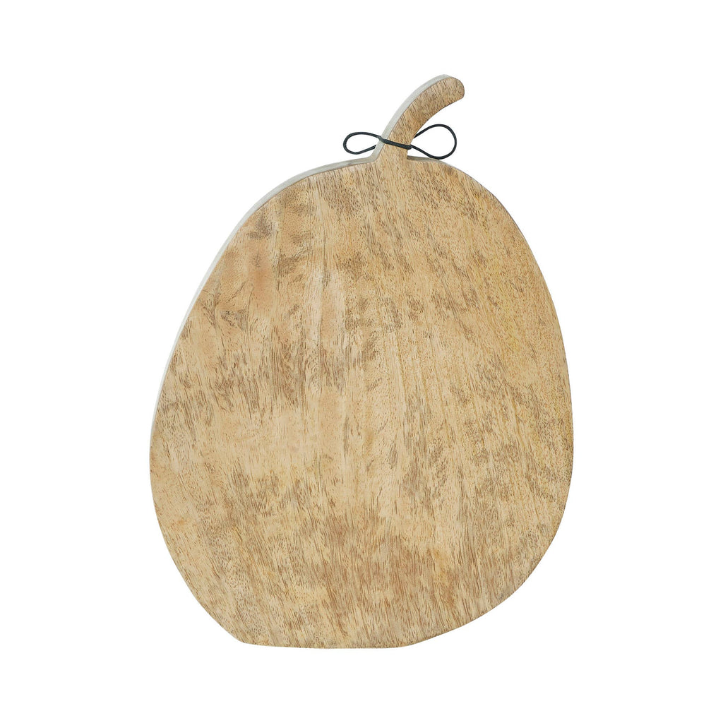 Wooden Mango Wood White Pumpkin Figurine Fall Decor 12"