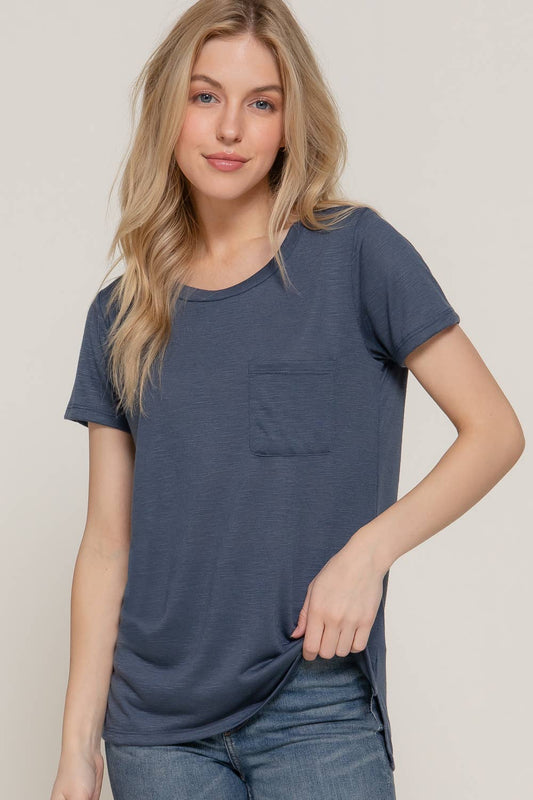 Short Sleeve with Pocket Tee: navy
