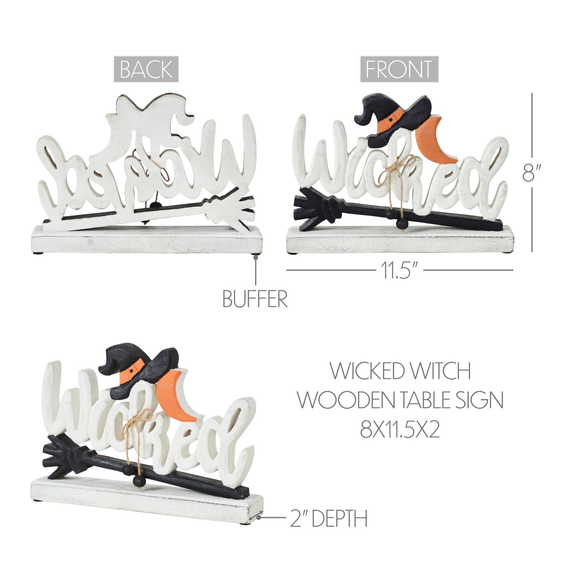 Wicked Wooden Halloween Decor Tabletop Sign, 11.5"