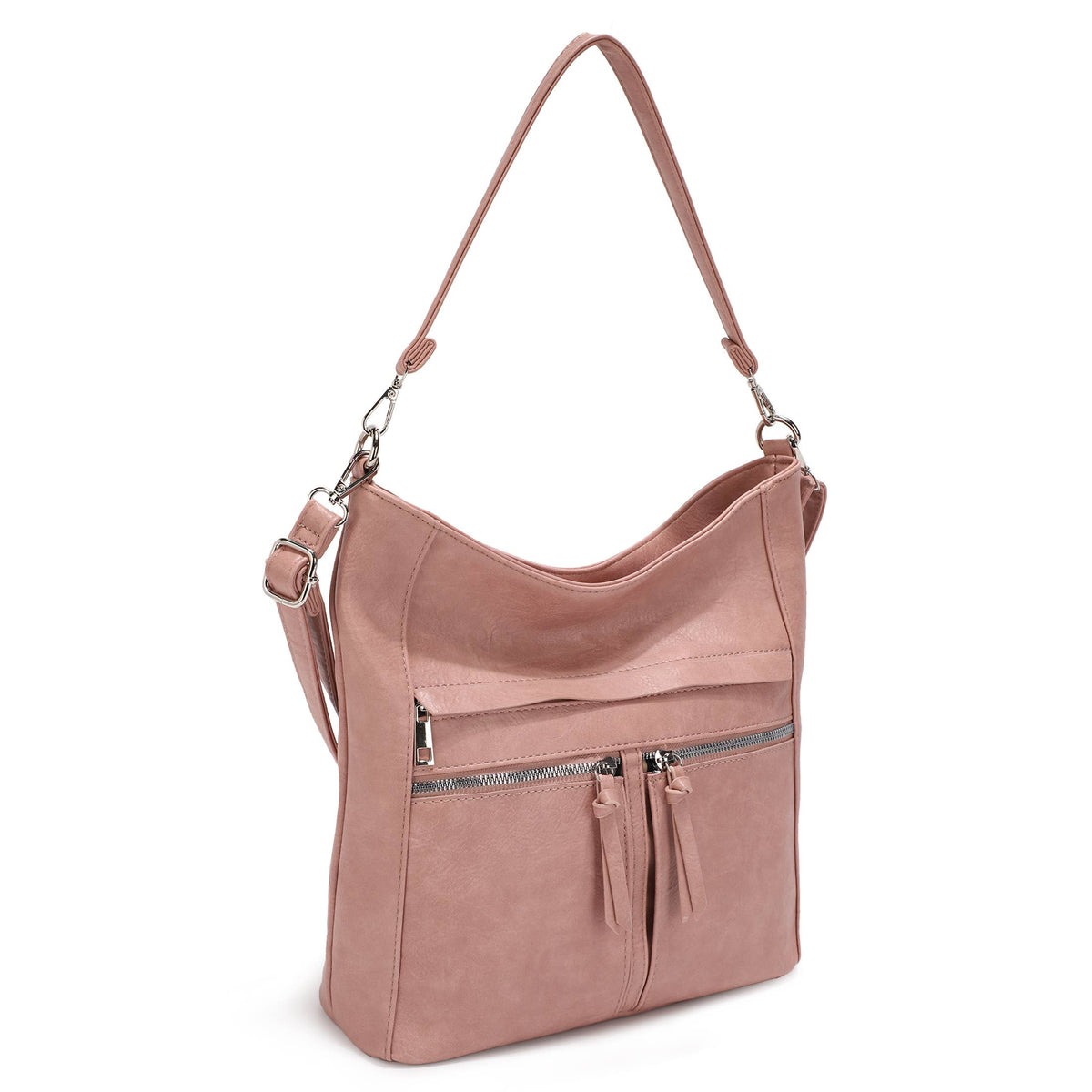 RAFAELLLA VEGAN LEATHER HOBO BAG: Pink