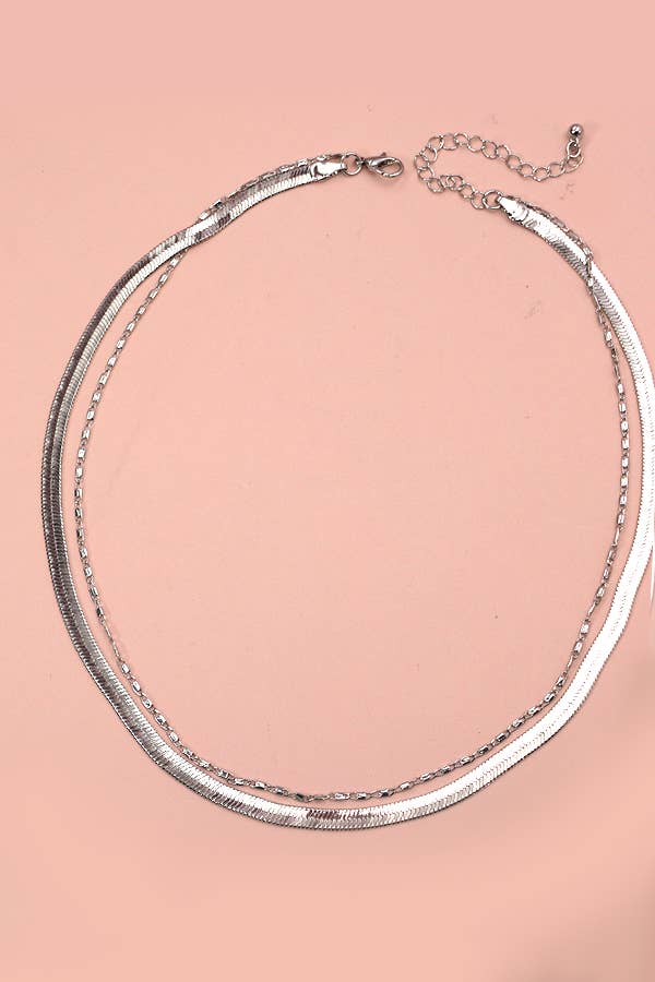 DOUBLE SNAKE AND LARGO CHAIN NECKLACE