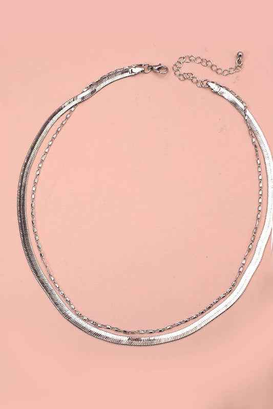 DOUBLE SNAKE AND LARGO CHAIN NECKLACE
