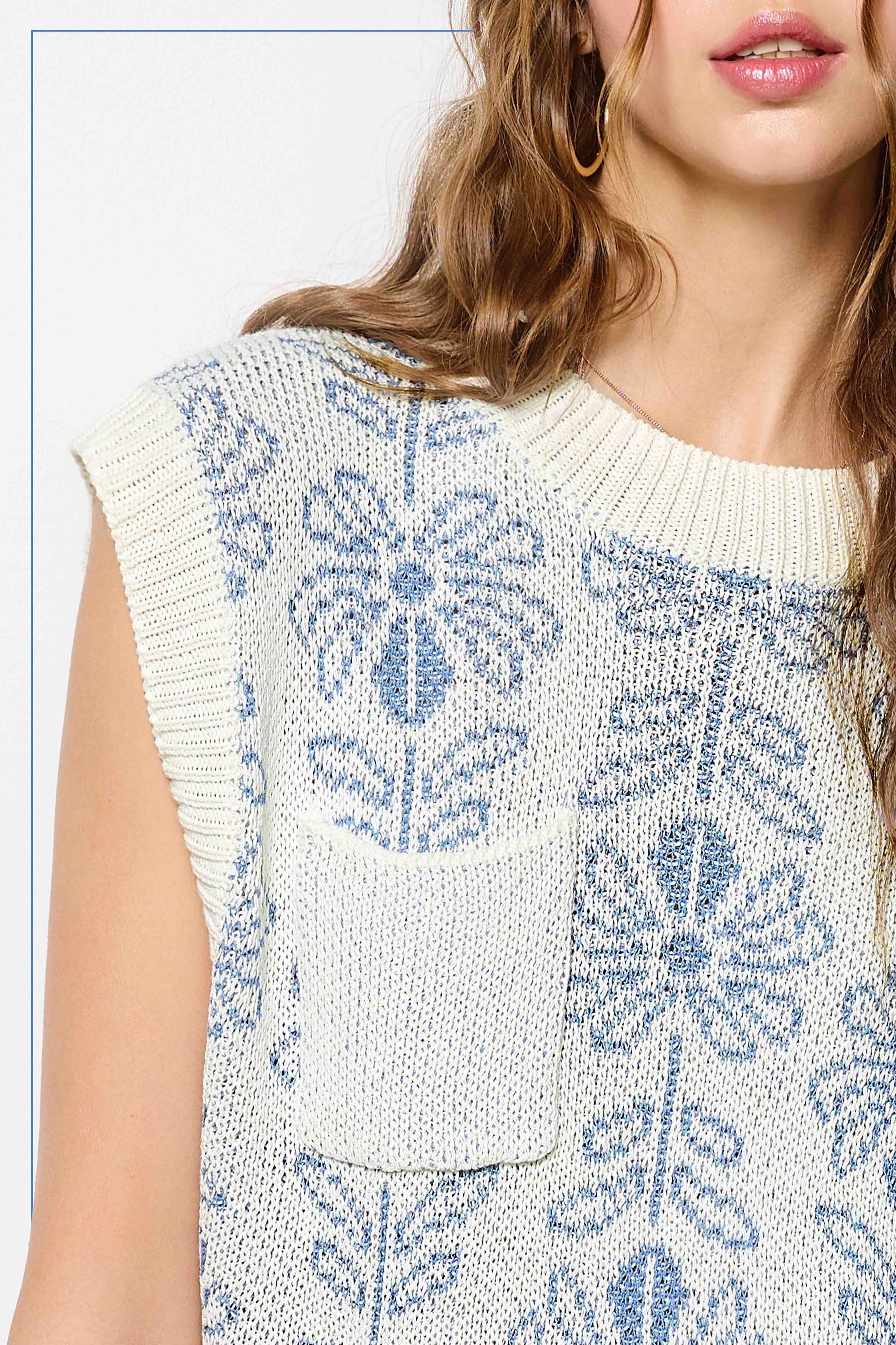 Floral Sleeveless Sweater Vest Top