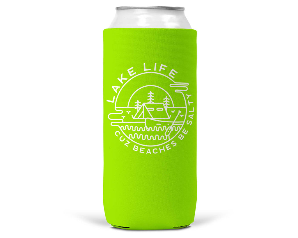 Lake Life Beaches Be Salty SLIM CAN Coozie: 12 oz
