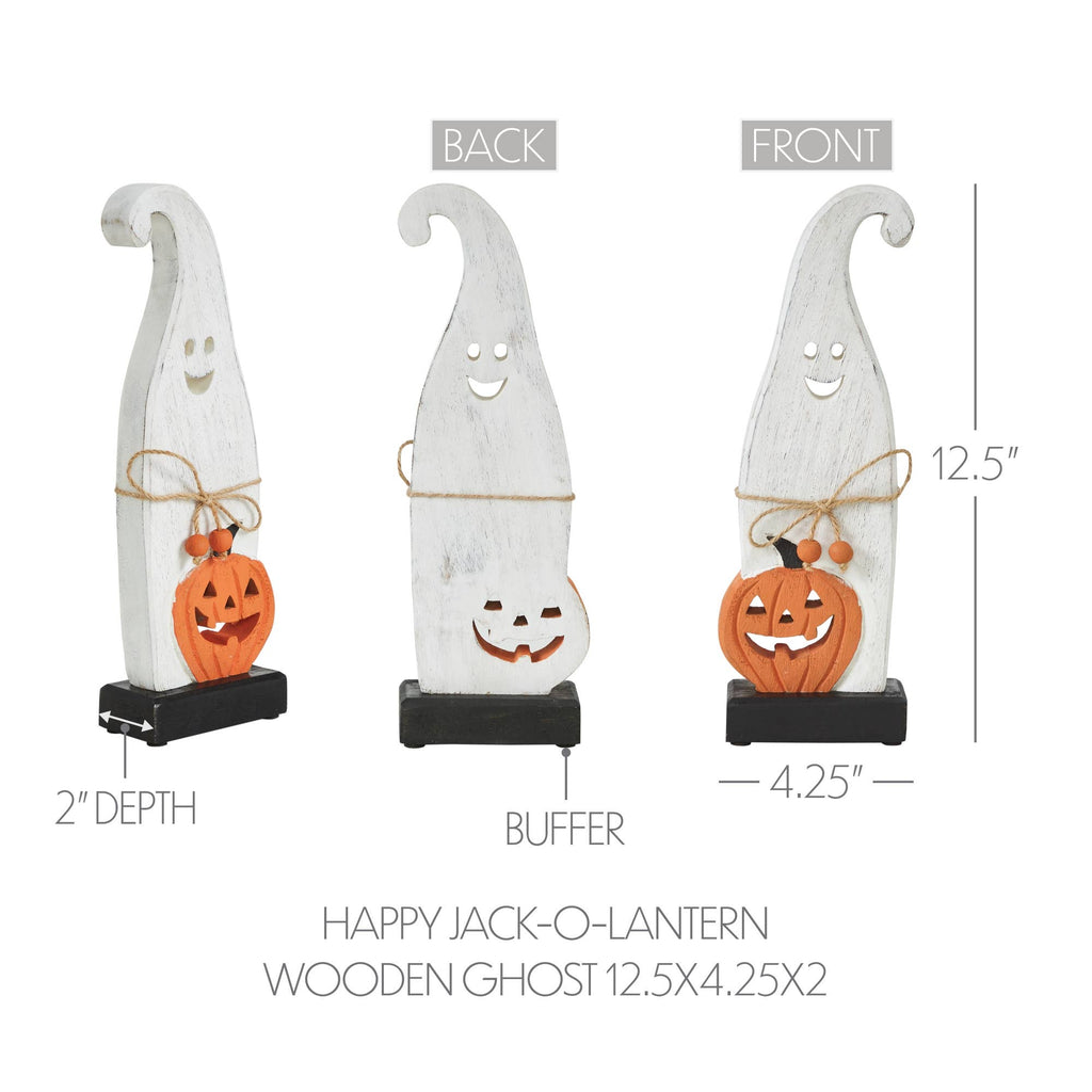 Ghost with Pumpkin Wood Figurine, 12.5" Halloween Decor
