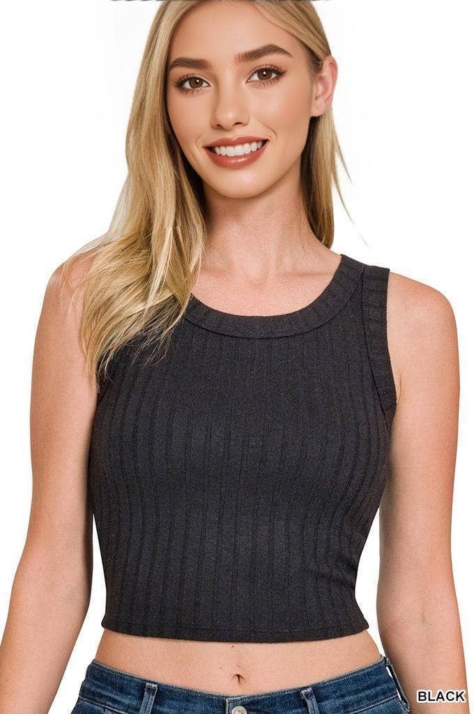 Ribbed Sleeveless Crop Tank