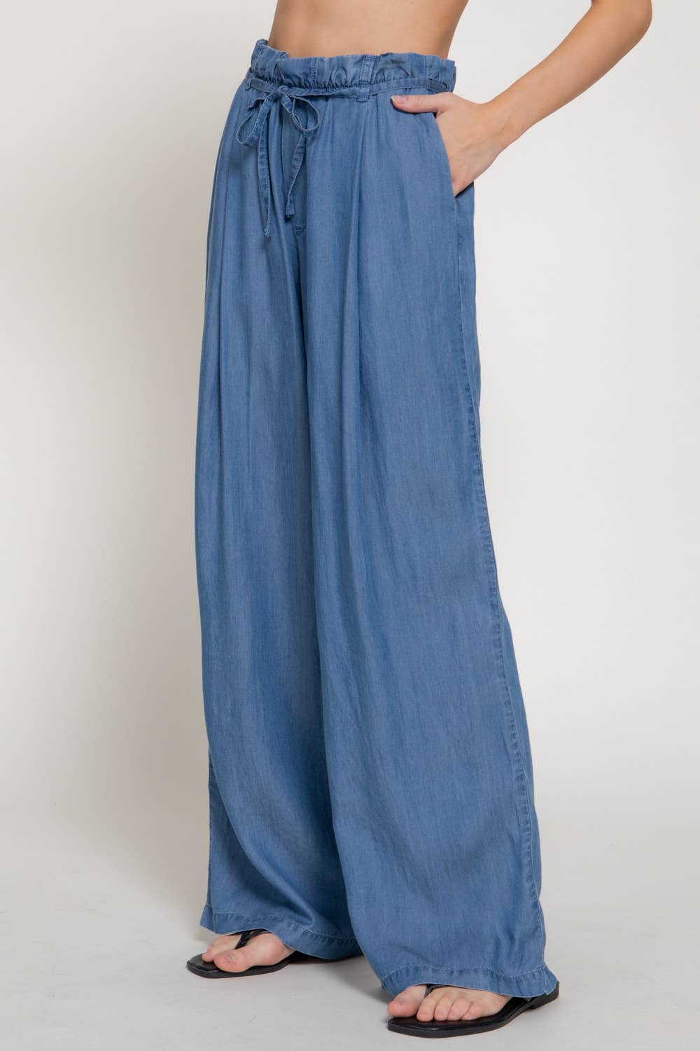 Paperbag Belt-Tie Straight Leg Pants