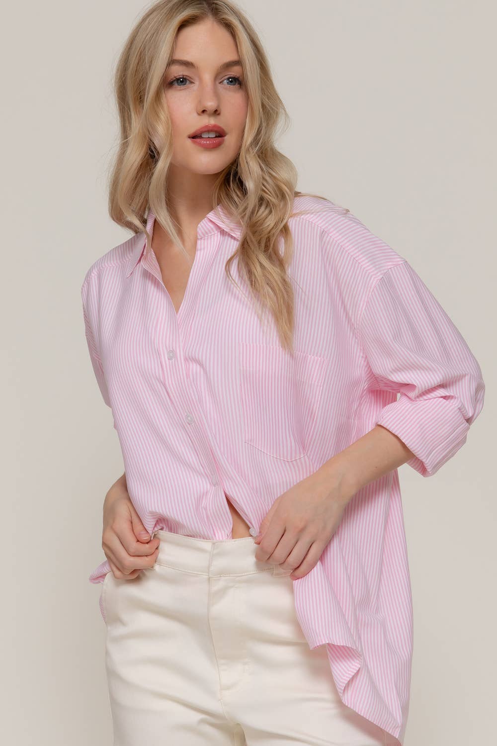 Long Dolman Sleeve Oversized Stripe Shirt