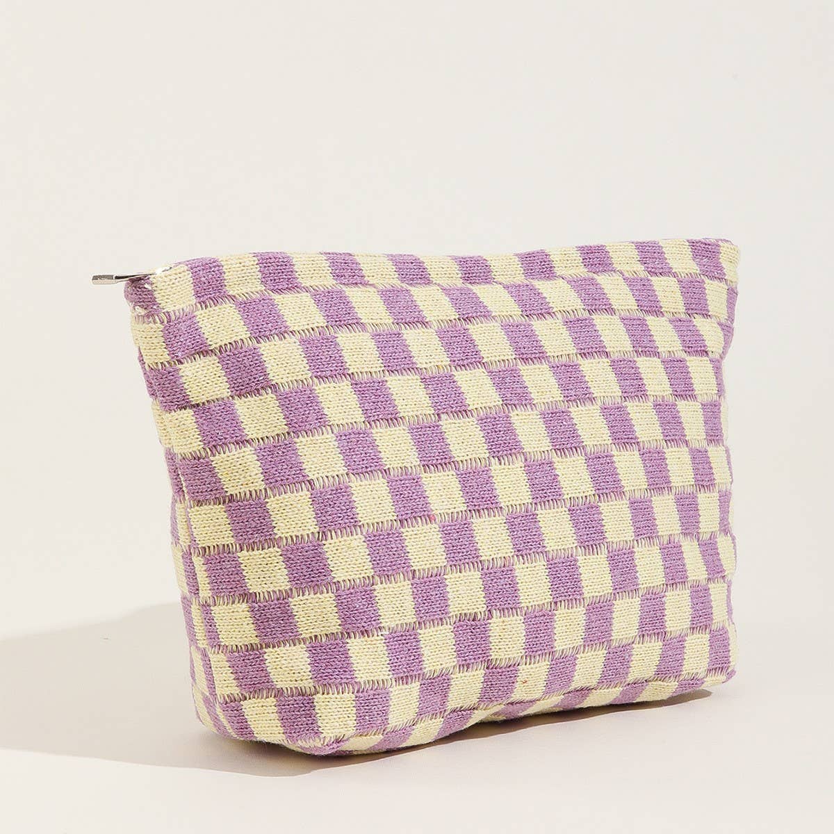 TRAVEL CHECKER MAKEUP COSMETIC POUCH BAG: LAVENDER