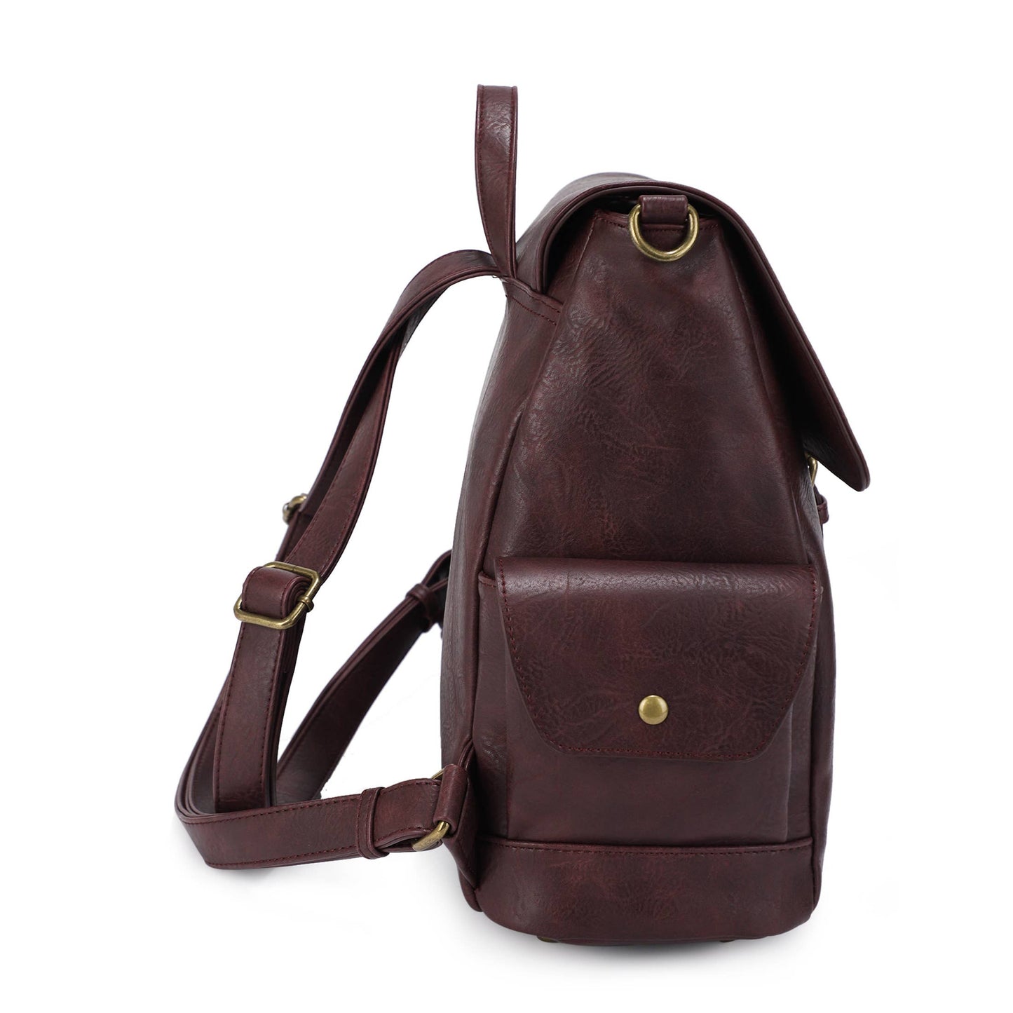 Isabelle Vegan PU Leather Backpack with Side Pockets