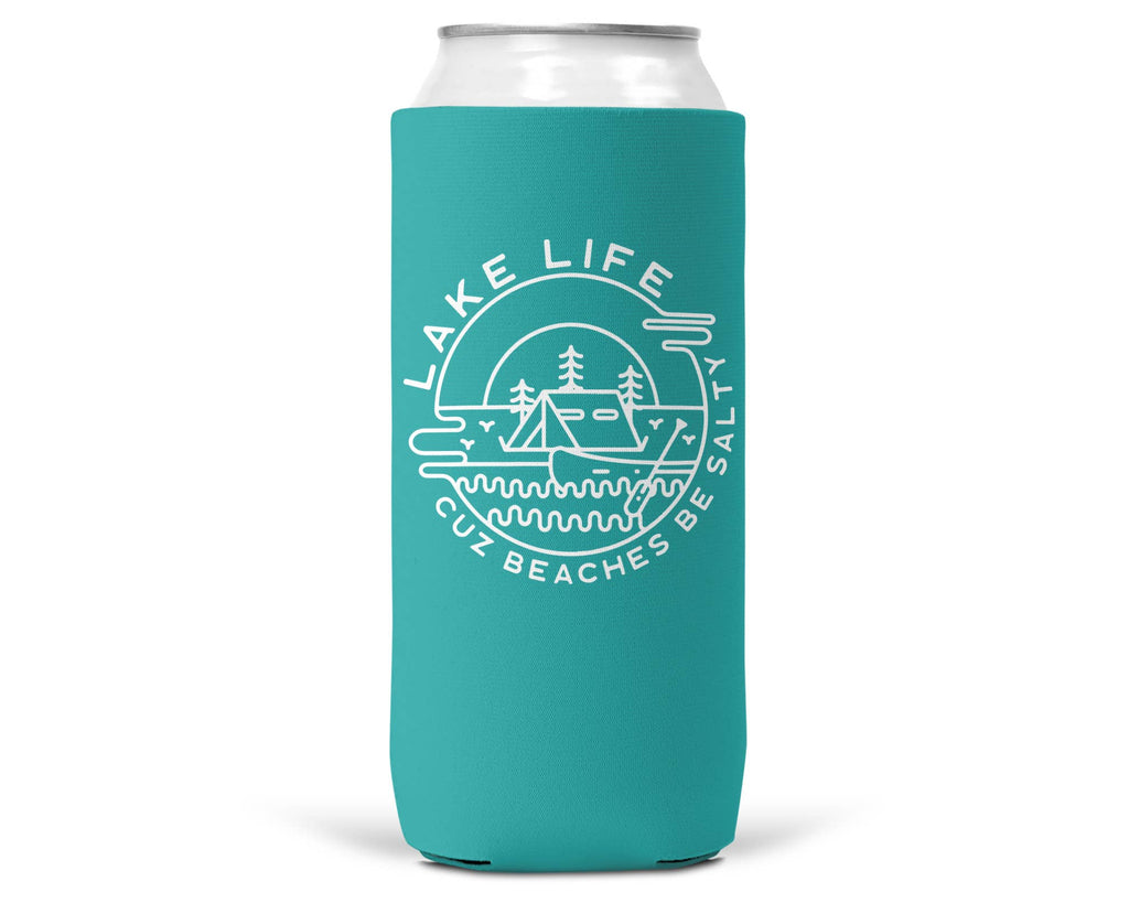 Lake Life Beaches Be Salty SLIM CAN Coozie: 12 oz