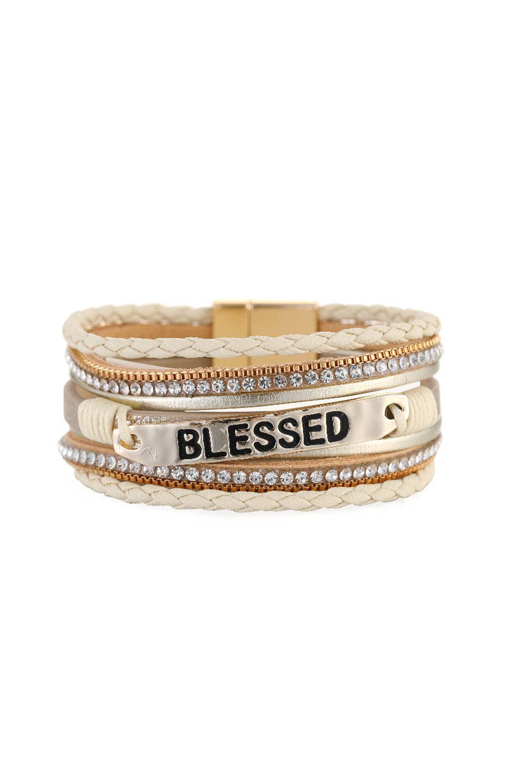 Blessed Rhinestone Buckle Bracelet