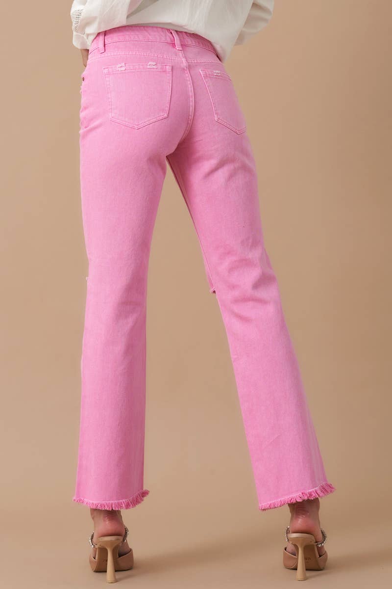 High Rise Straight Relaxed Pink Jeans