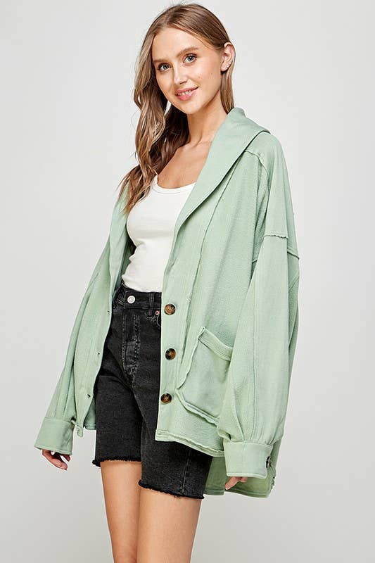 Fleece Jacket with Front Pockets: WINTER SAGE