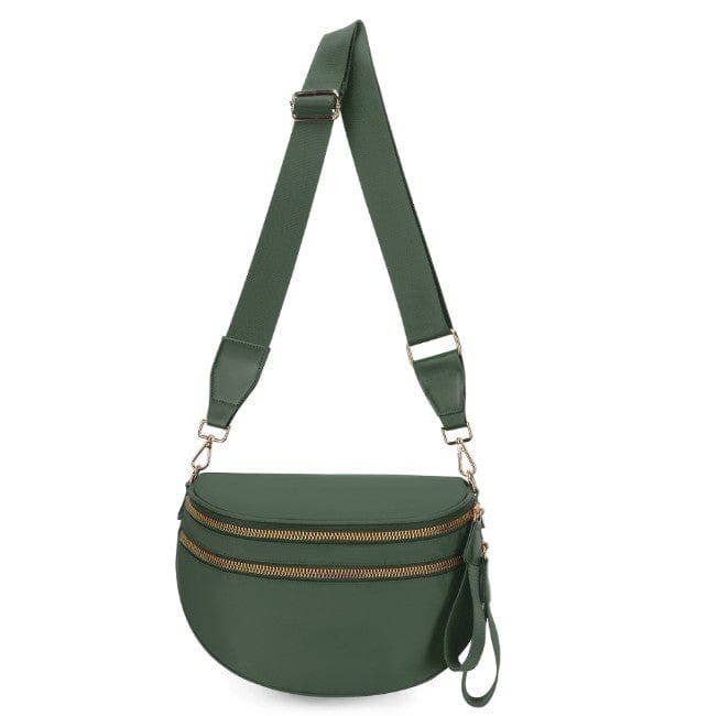 Solid Color Sling/Crossbody Bag: Olive