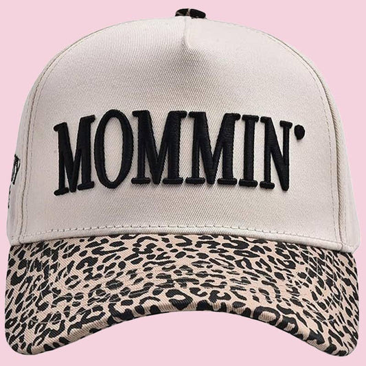 Embroidered MOMMIN Baseball Cap: Leopard