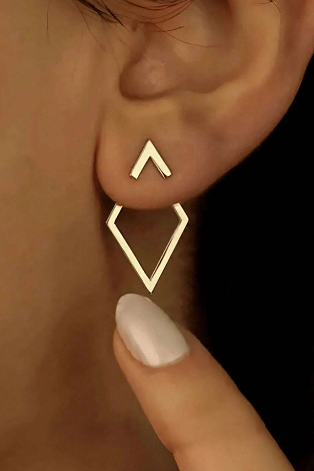Gold Rhombus Shape Plated Alloy Stud Earrings: Gold / 100%Alloy