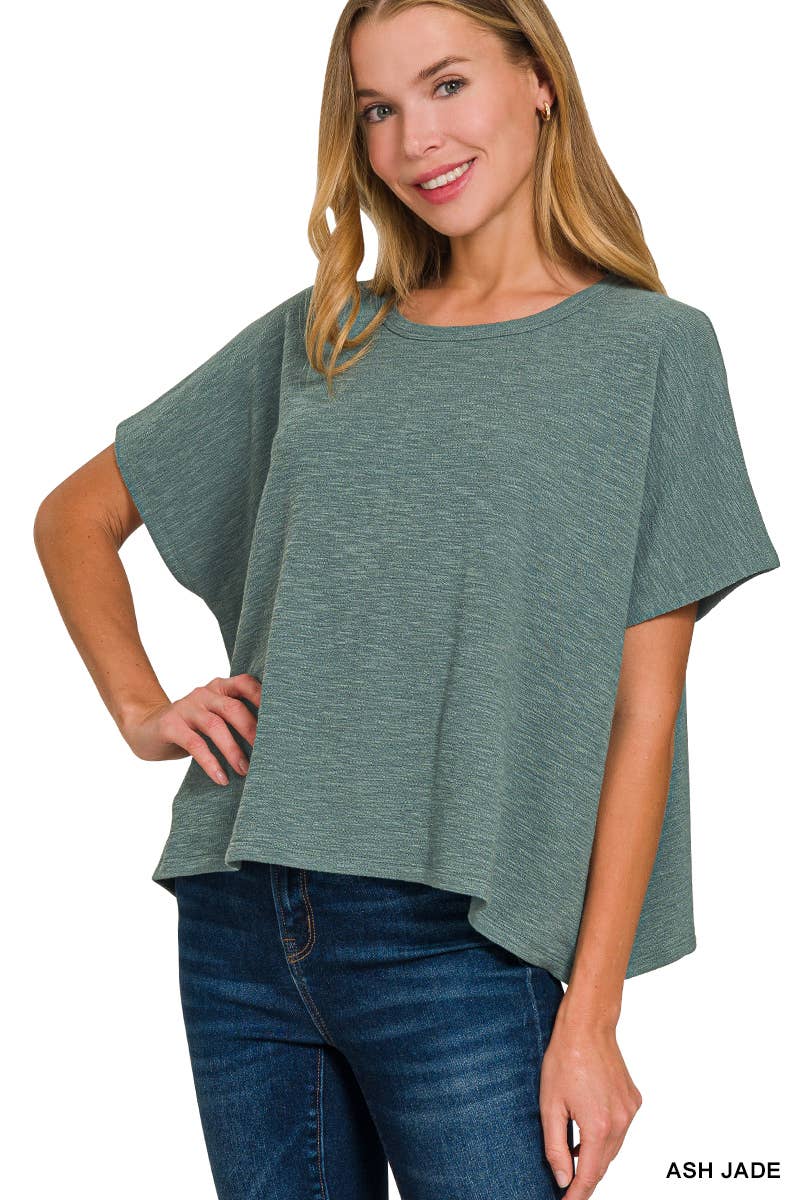 Cotton Slub Oversize Tee ASH JADE