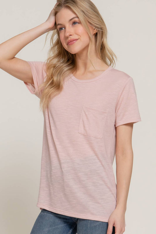 Short Sleeve with Pocket Tee: pale pink