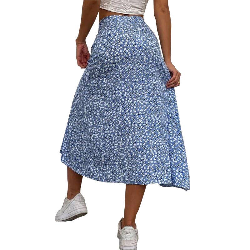 High-slit A-line body-hugging mid-waist skirt