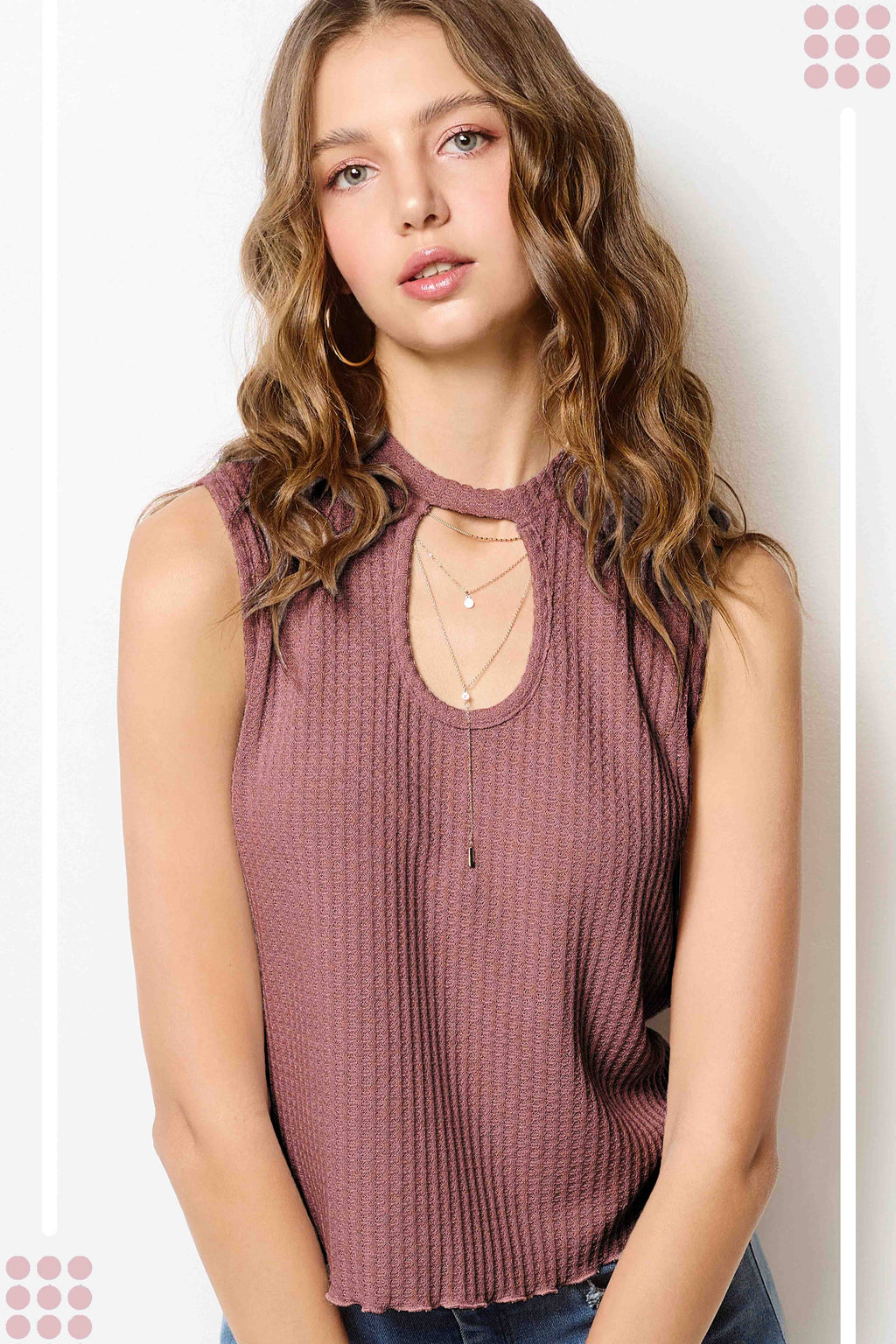 Brushed Waffle Cutout Tank Top