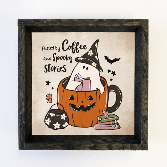 Cute Halloween Sign: 6x6" Mini Canvas Art with Wood Box Frame