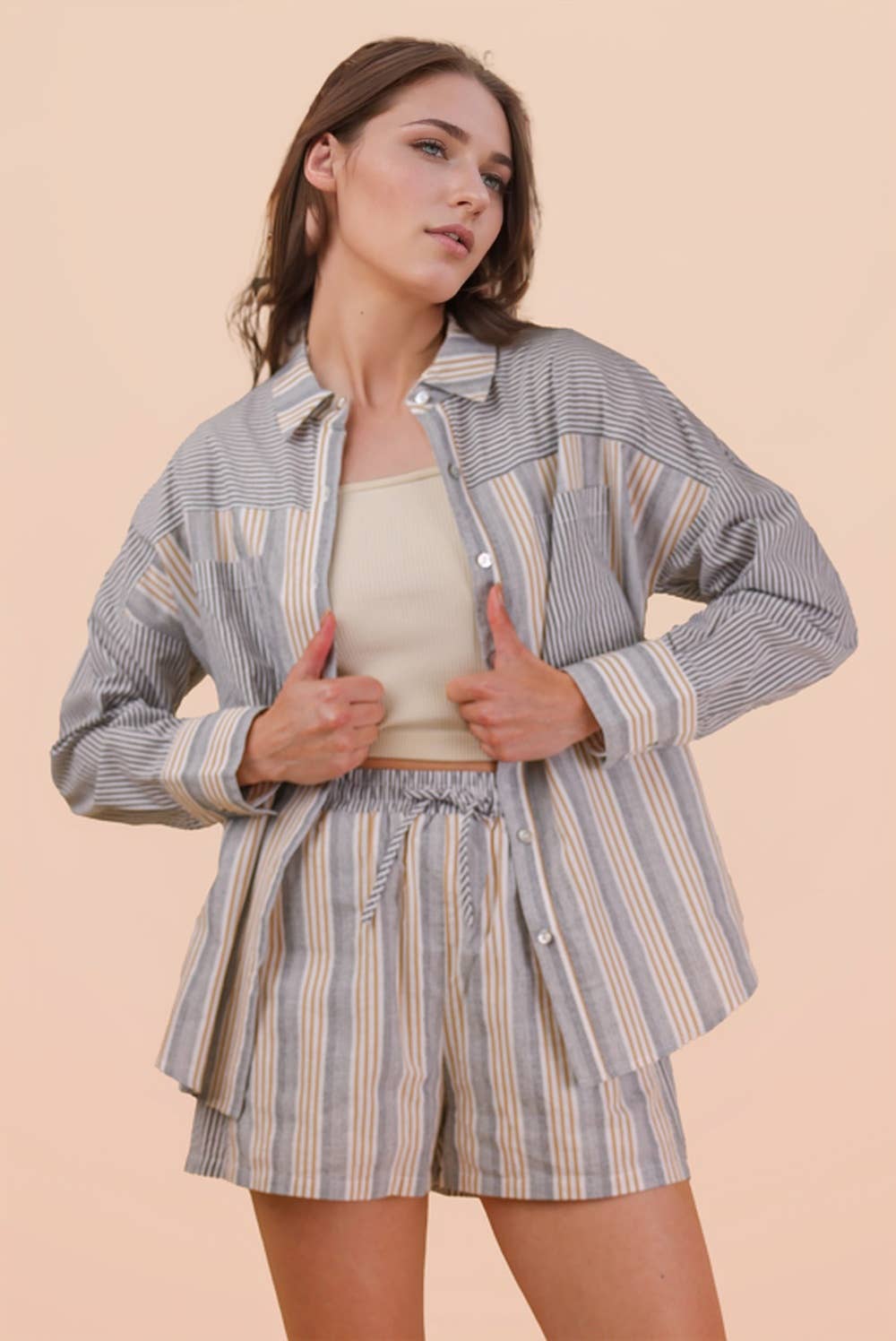 Stripe Woven Shirt Top