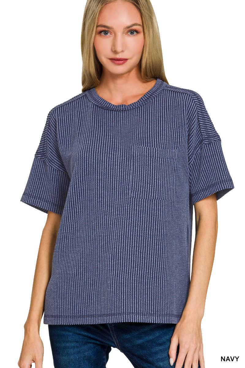 Corded Rib Exposed Seam Top